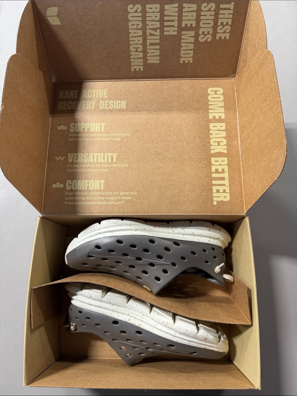 Gray Slip-On Ventilated Clogs with Speckled White Sole - Picture 4 of 5